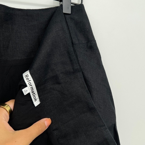 Reformation NWT SANTANA set black linen skirt and crop top NEW - Picture 8 of 8